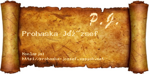 Prohaska József névjegykártya